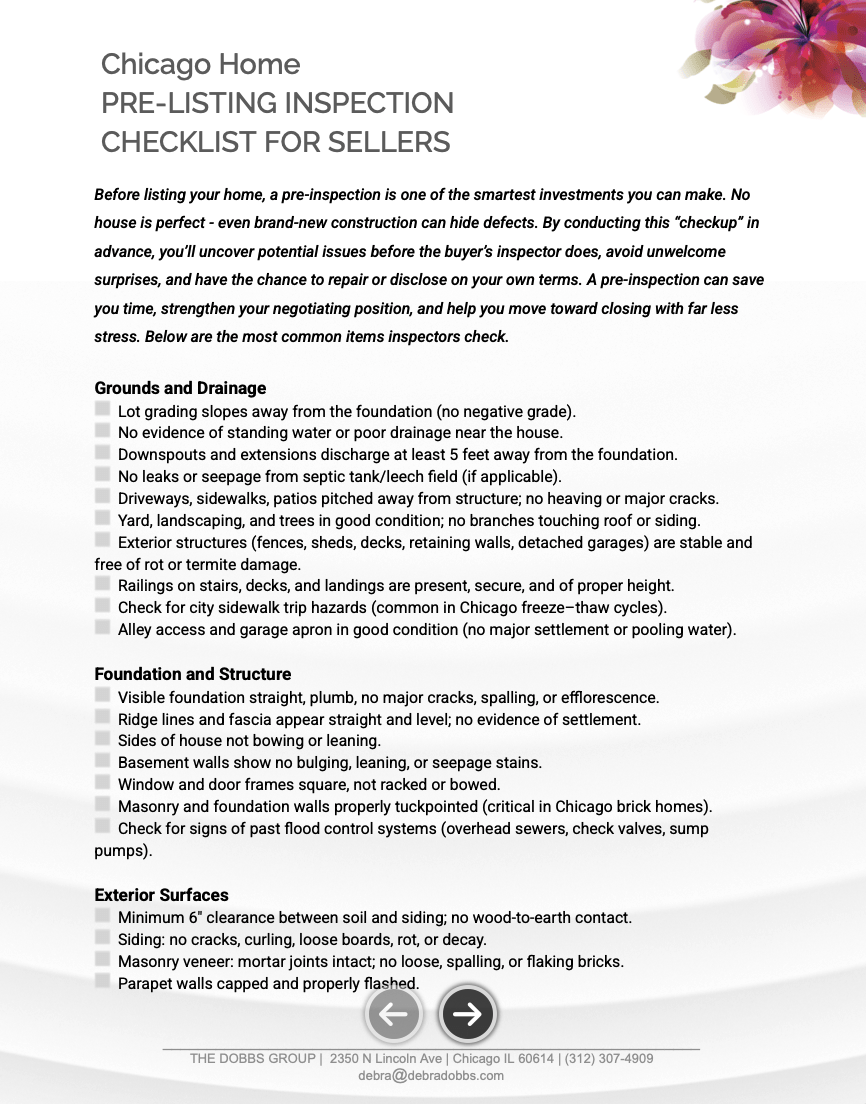 Chicago Home Pre-Listing Inspection Checklist