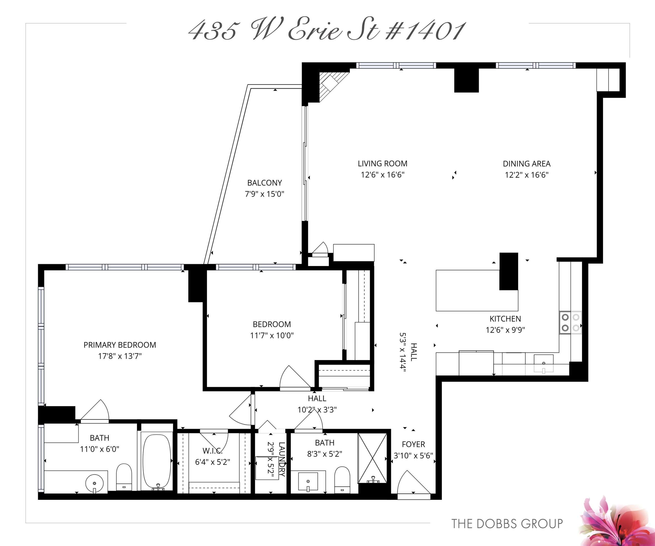 435 W Erie St #1401, Chicago, IL, 60654  - Floor Plan