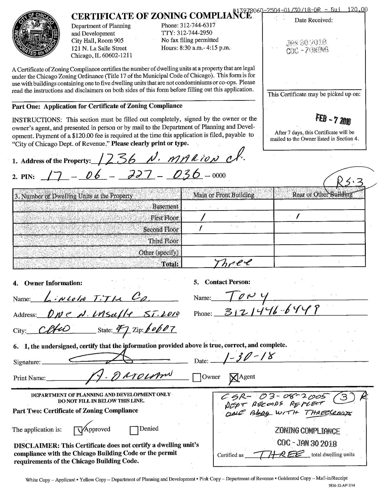 Zoning Certificate